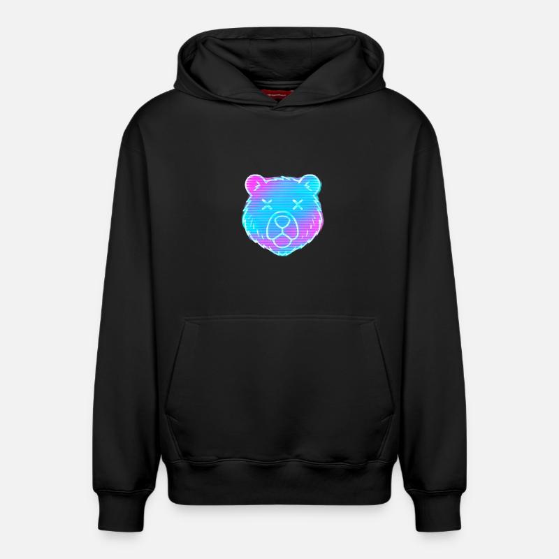 Tête d’ours néon dégradée - Sweat à capuche unisexe décontracté en coton biologique – de SPREAD - noir