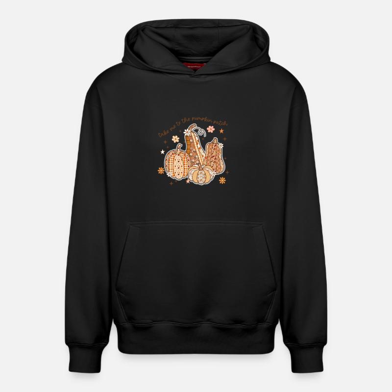 Patchwork Pumpkin Patch - Relaxed Unisex Organic Hoodie – by SPREAD - black