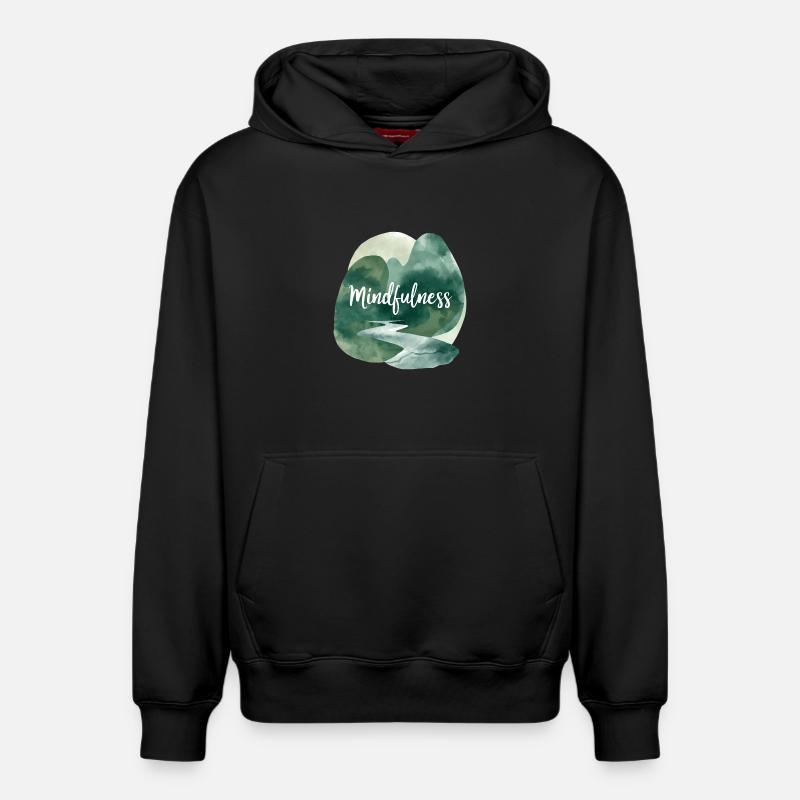 Pleine conscience Nature Trail Illustration - Sweat à capuche unisexe décontracté en coton biologique – de SPREAD - noir
