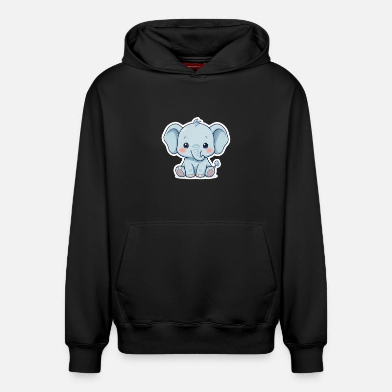 Autocollant éléphant bébé bleu - Sweat à capuche unisexe décontracté en coton biologique – de SPREAD - noir