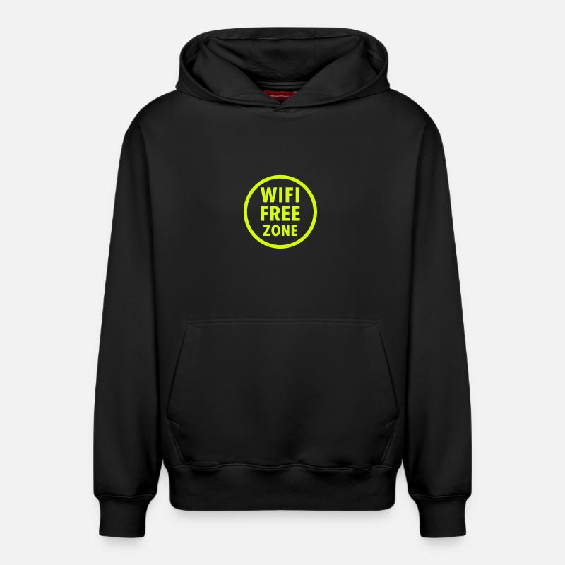 Zone sans Wi-Fi Neon Circle - Sweat à capuche unisexe décontracté en coton biologique – de SPREAD - noir