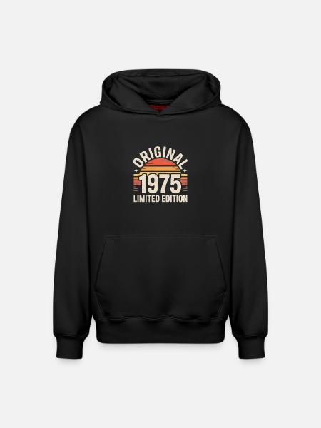 Original 1975 Edition Retro Sunset - Relaxed Unisex Organic Hoodie – by SPREAD - black