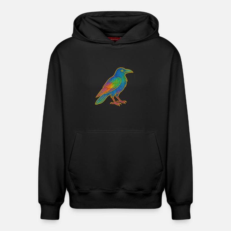 Regenbogenrabe Patchdesign - Relaxed Unisex Organic Hoodie – von SPREAD - Schwarz