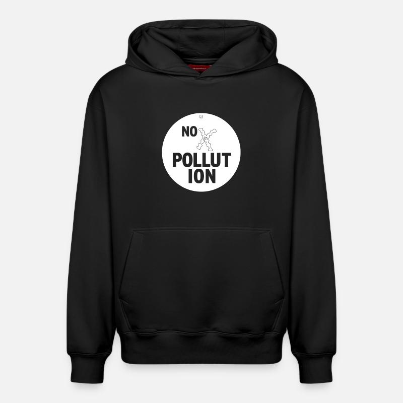 PAS DE POLLUTION - Sweat à capuche unisexe décontracté en coton biologique – de SPREAD - noir