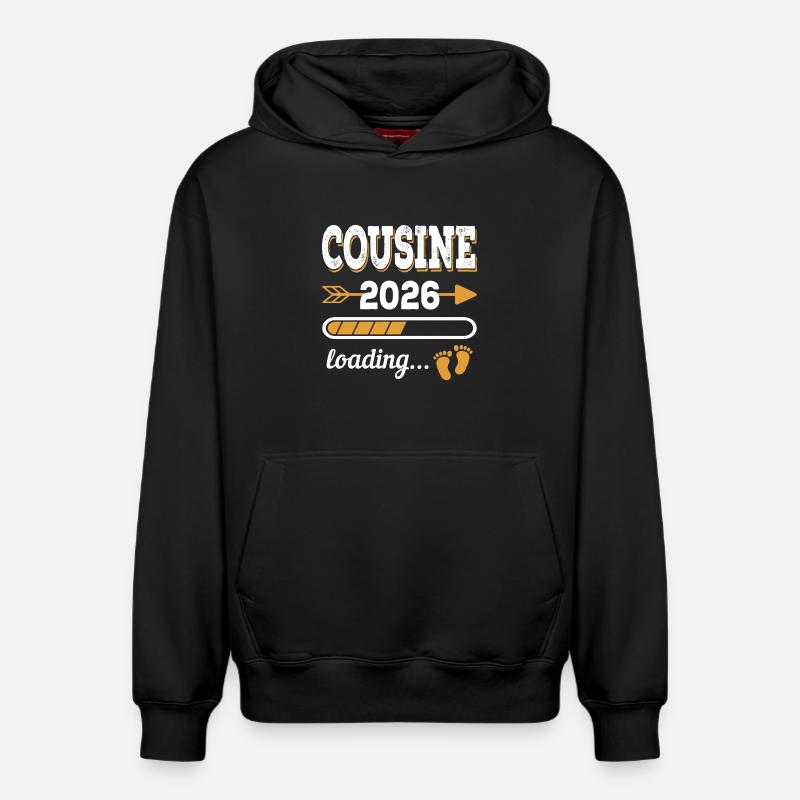 Cousine 2026 Loading Große Cousine Geschenk - Relaxed Unisex Organic Hoodie – von SPREAD - Schwarz