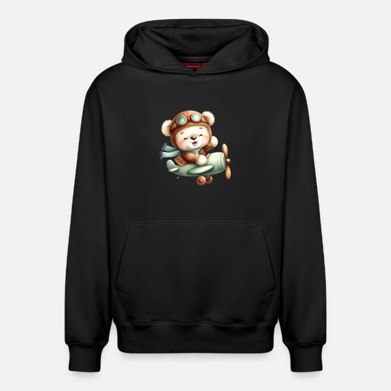 Aviateur Teddy - Sweat à capuche unisexe décontracté en coton biologique – de SPREAD - noir