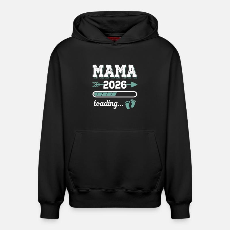 Mama 2026 Loading Werdender Mutter Geschenkidee - Relaxed Unisex Organic Hoodie – von SPREAD - Schwarz
