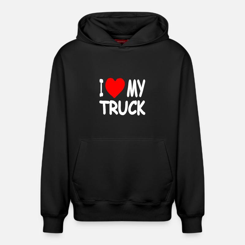 camion - Sweat à capuche unisexe décontracté en coton biologique – de SPREAD - noir