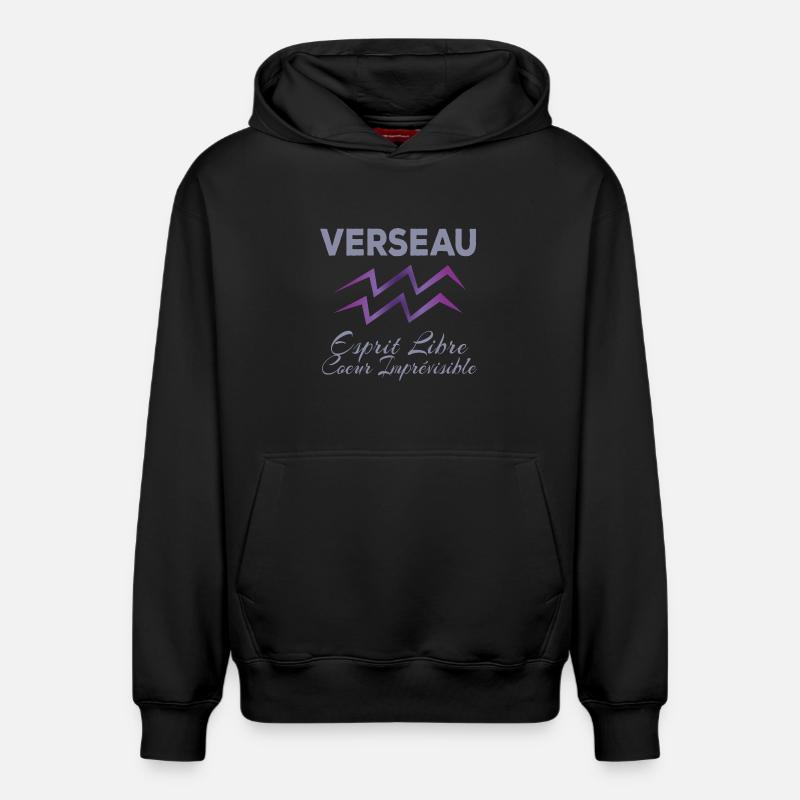 Verseau - Sweat à capuche unisexe décontracté en coton biologique – de SPREAD - noir