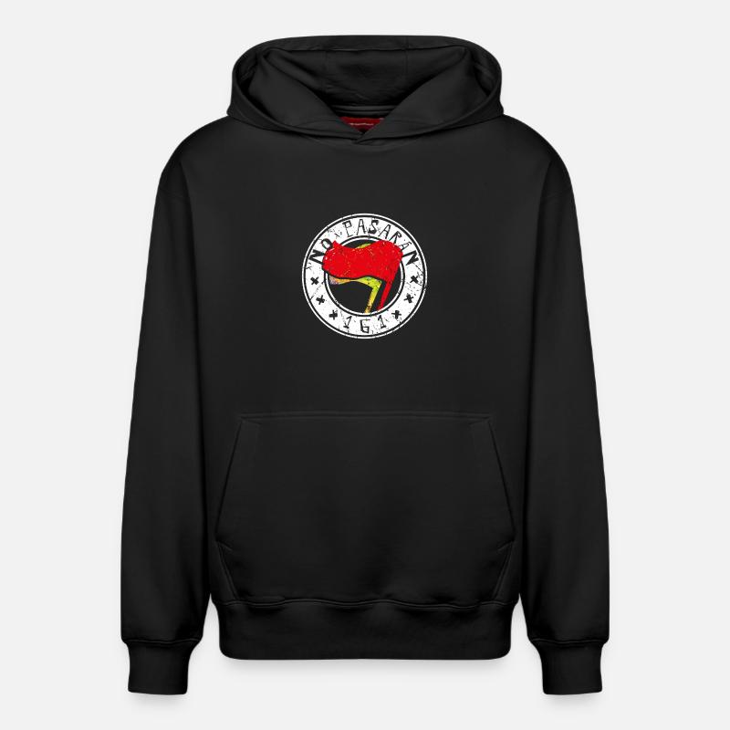 Non Pasaran 161 - Sweat à capuche unisexe décontracté en coton biologique – de SPREAD - noir