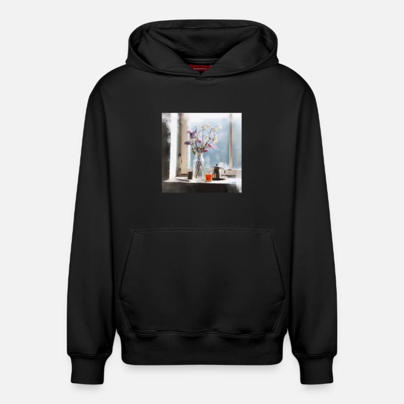 Tranquillité sereine - Sweat à capuche unisexe décontracté en coton biologique – de SPREAD - noir