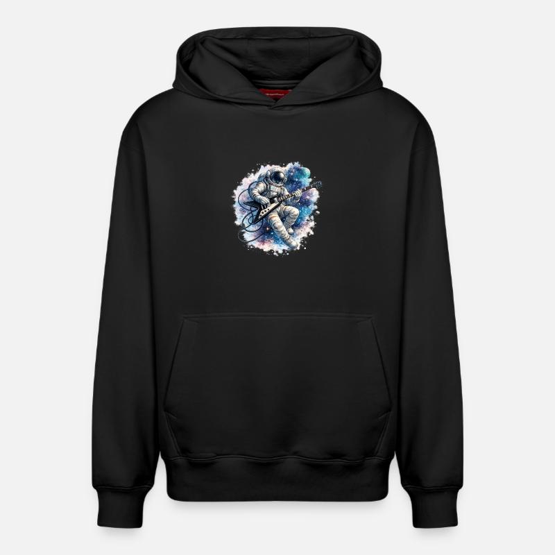 Guitare d’astronaute dans l’aquarelle spatiale - Sweat à capuche unisexe décontracté en coton biologique – de SPREAD - noir