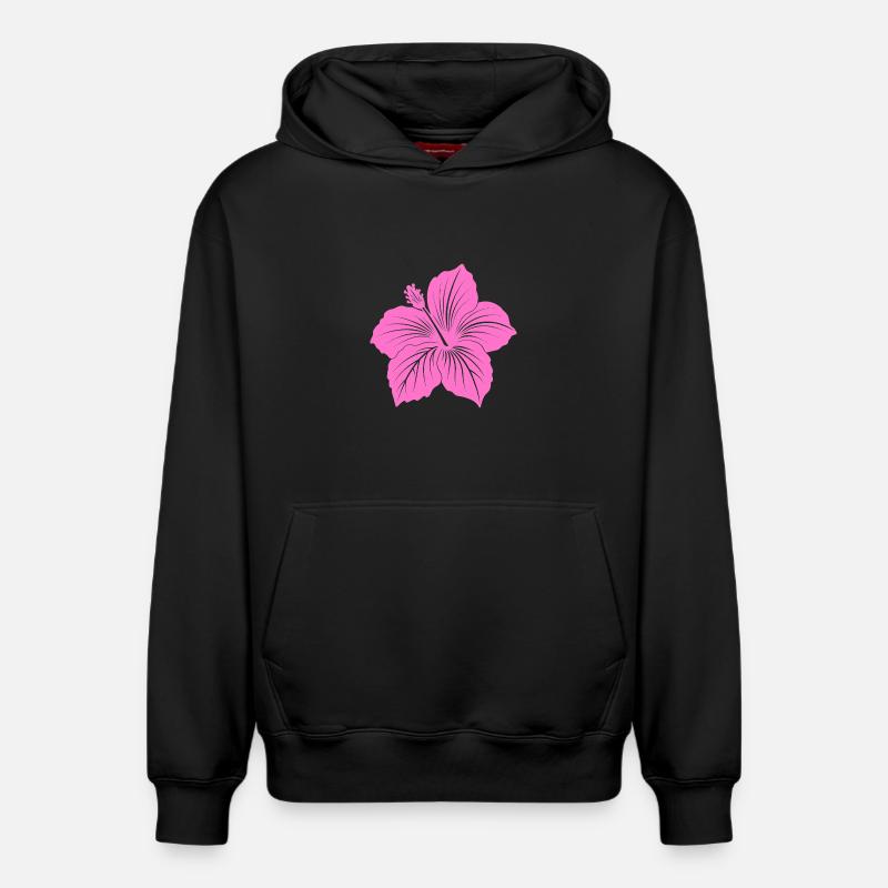 Fleur d’hibiscus - Sweat à capuche unisexe décontracté en coton biologique – de SPREAD - noir