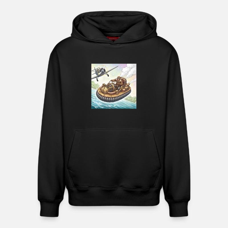 Steampunk-Luftboot-Flussjagd - Relaxed Unisex Organic Hoodie – von SPREAD - Schwarz