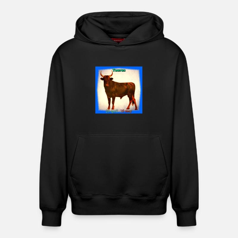taureau - Sweat à capuche unisexe décontracté en coton biologique – de SPREAD - noir