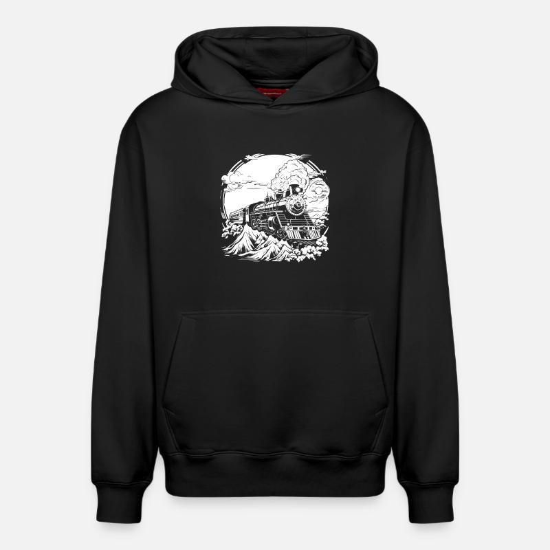 Chemin de fer - Sweat à capuche unisexe décontracté en coton biologique – de SPREAD - noir
