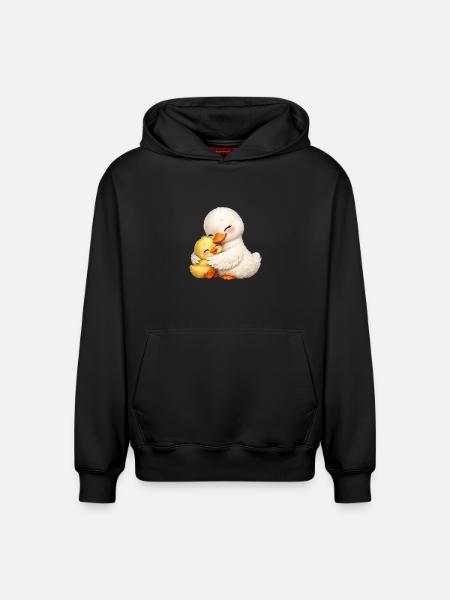 Mutter-Ente kuschelt mit ihrem Baby - Relaxed Unisex Organic Hoodie – von SPREAD - Schwarz