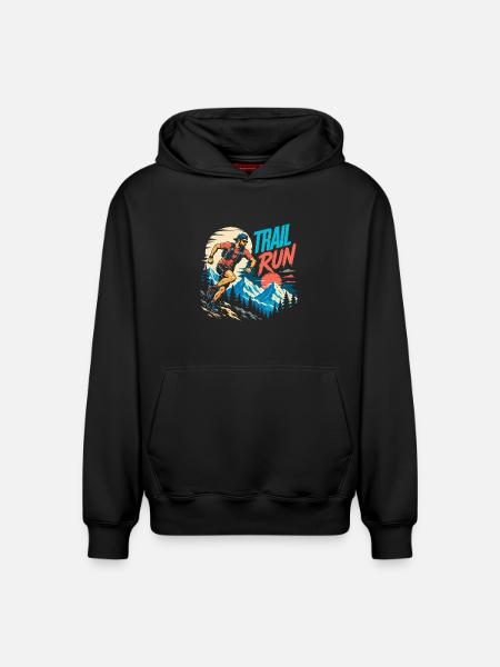 Trailrun - Relaxed Unisex Organic Hoodie – von SPREAD - Schwarz
