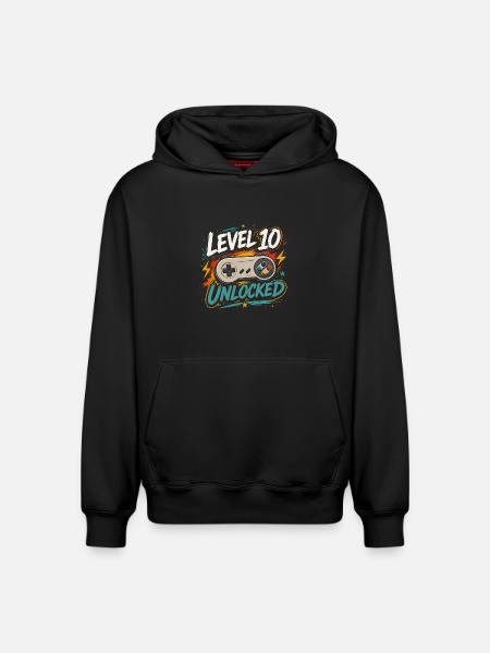 Level 10 freigeschaltetes 10-Jahres-Jubiläums-D-Geschenk - Relaxed Unisex Organic Hoodie – von SPREAD - Schwarz