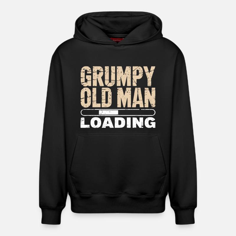 Grumpy Old Man Loading - Sweat à capuche unisexe décontracté en coton biologique – de SPREAD - noir