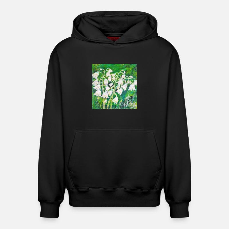 Muguet de style impressionniste - Sweat à capuche unisexe décontracté en coton biologique – de SPREAD - noir