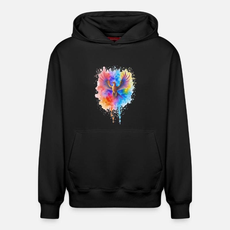 Phénix aquarelle précipité - Sweat à capuche unisexe décontracté en coton biologique – de SPREAD - noir