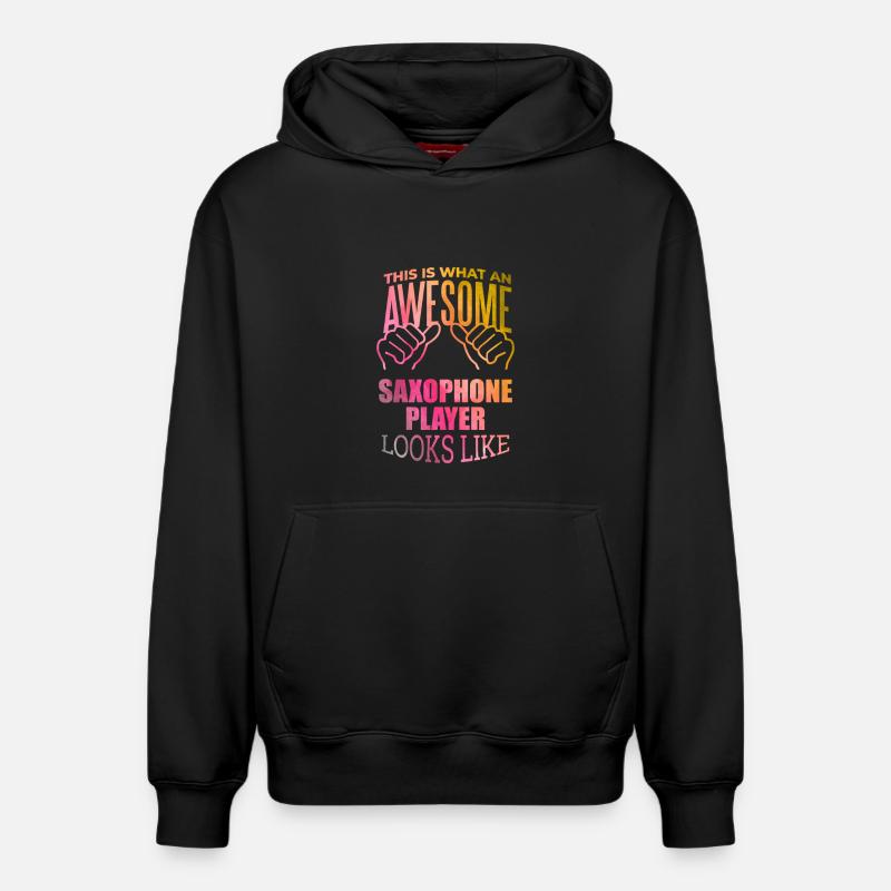 saxophone - Sweat à capuche unisexe décontracté en coton biologique – de SPREAD - noir