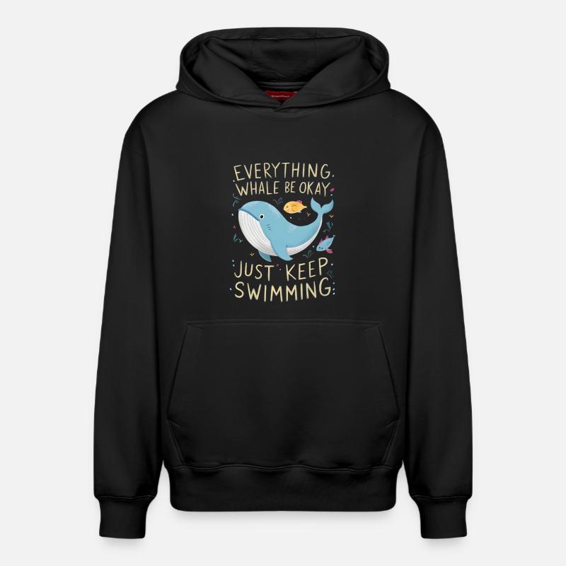 Baleine Be Okay - Sweat à capuche unisexe décontracté en coton biologique – de SPREAD - noir