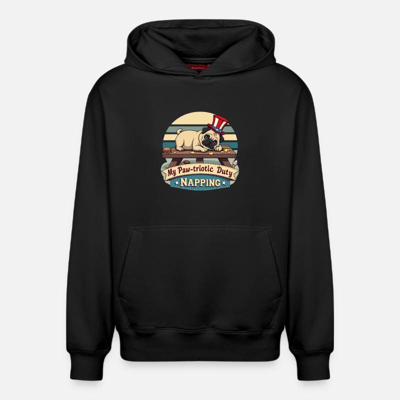Mops Nickerchen - Relaxed Unisex Organic Hoodie – von SPREAD - Schwarz