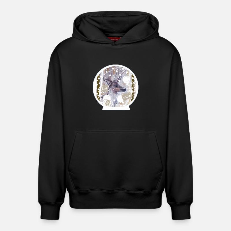 Cerf-boule à neige - Sweat à capuche unisexe décontracté en coton biologique – de SPREAD - noir