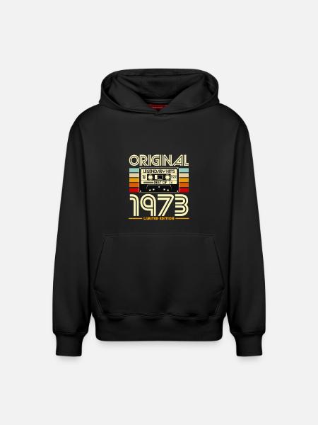 Original 1973 Retro Cassette - Relaxed Unisex Organic Hoodie – by SPREAD - black