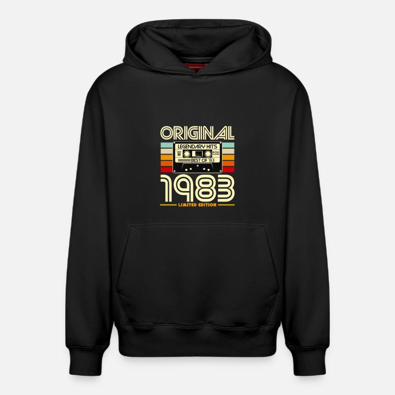 Cassette 1983 Édition Limitée Retro - Sweat à capuche unisexe décontracté en coton biologique – de SPREAD - noir