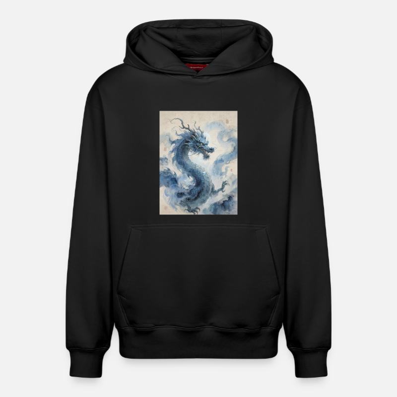 L'Apothéose Céleste : Dragon Bleu – Infinité - Sweat à capuche unisexe décontracté en coton biologique – de SPREAD - noir