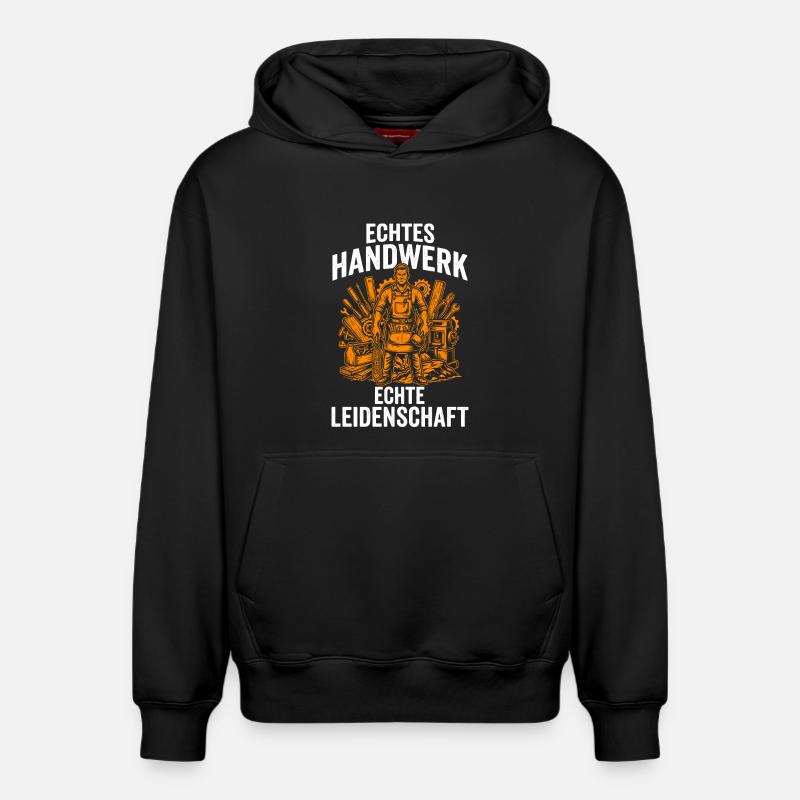 Echtes Handwerk Echte Leidenschaft Handwerker - Relaxed Unisex Organic Hoodie – von SPREAD - Schwarz