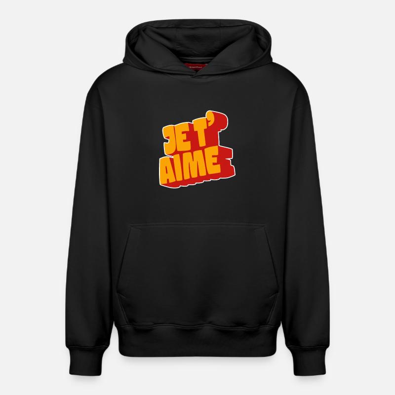 Je t’aime - Sweat à capuche unisexe décontracté en coton biologique – de SPREAD - noir