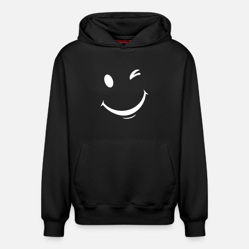 Expression de clin d’œil blanc - Sweat à capuche unisexe décontracté en coton biologique – de SPREAD - noir