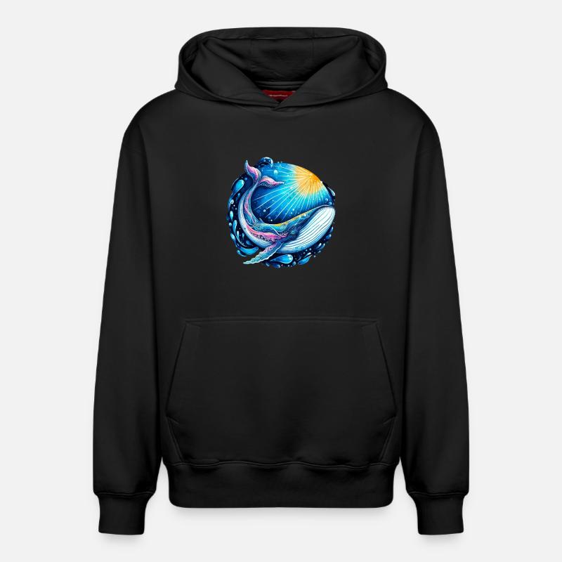 Baleine - Sweat à capuche unisexe décontracté en coton biologique – de SPREAD - noir