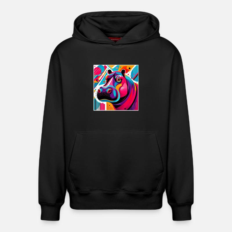 Hippopotame - Sweat à capuche unisexe décontracté en coton biologique – de SPREAD - noir
