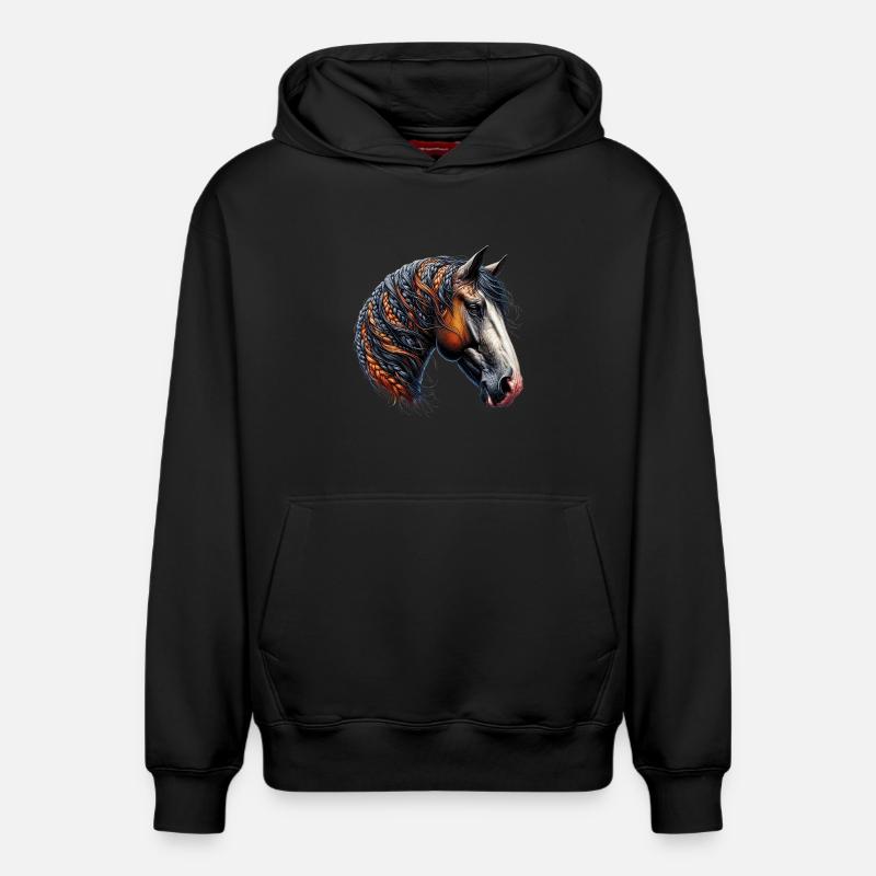 Cheval - Sweat à capuche unisexe décontracté en coton biologique – de SPREAD - noir