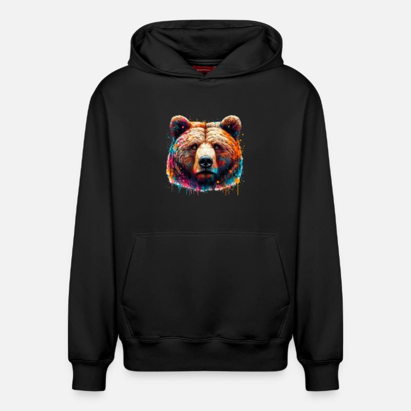 Ours - Sweat à capuche unisexe décontracté en coton biologique – de SPREAD - noir