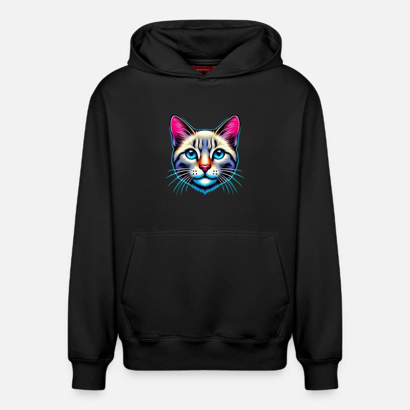 Chat - Sweat à capuche unisexe décontracté en coton biologique – de SPREAD - noir