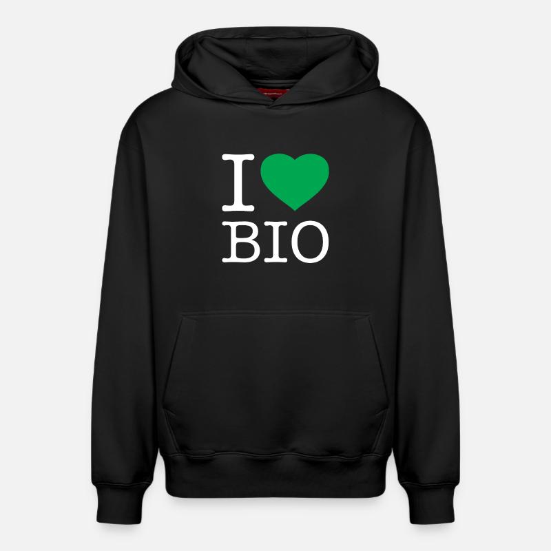 J’adore le bio - Sweat à capuche unisexe décontracté en coton biologique – de SPREAD - noir