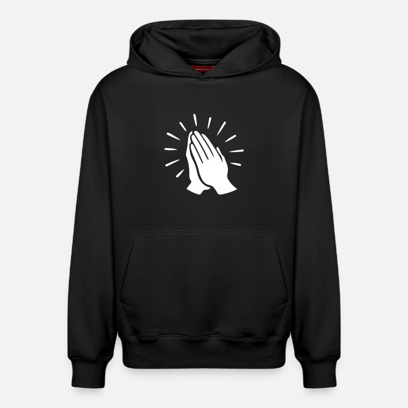 Prière Main Prie - Sweat à capuche unisexe décontracté en coton biologique – de SPREAD - noir