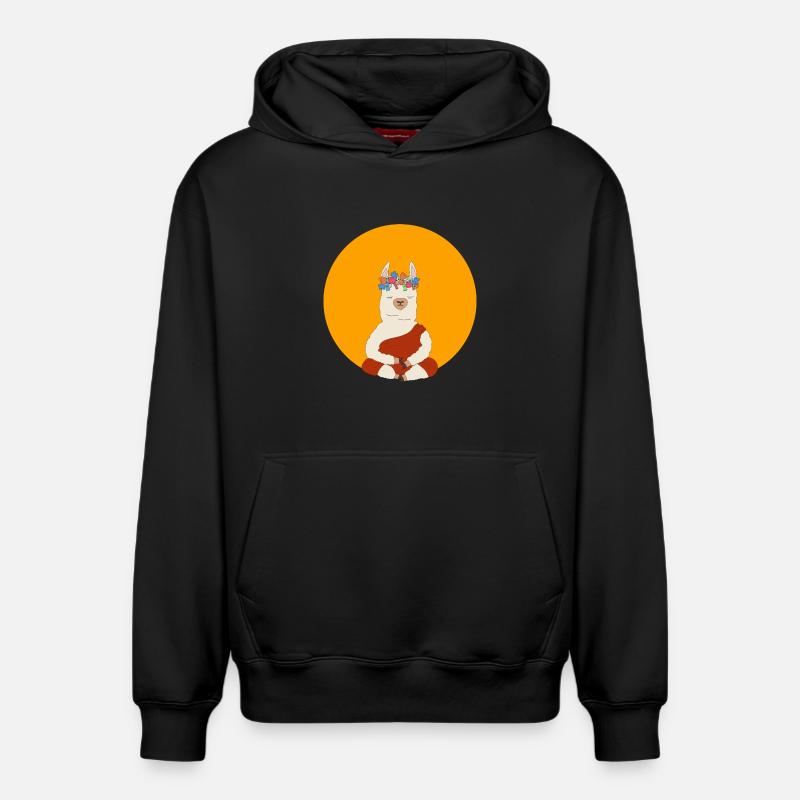 Lama méditant - Sweat à capuche unisexe décontracté en coton biologique – de SPREAD - noir