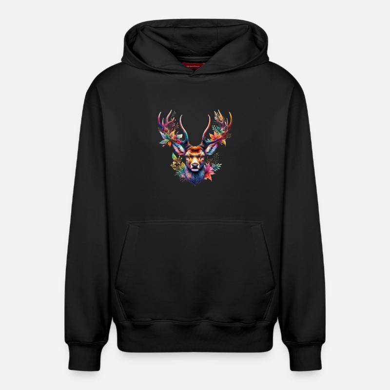 Cerf - Sweat à capuche unisexe décontracté en coton biologique – de SPREAD - noir