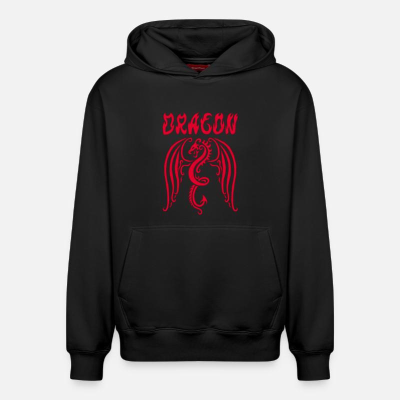 Dragon rouge - Sweat à capuche unisexe décontracté en coton biologique – de SPREAD - noir