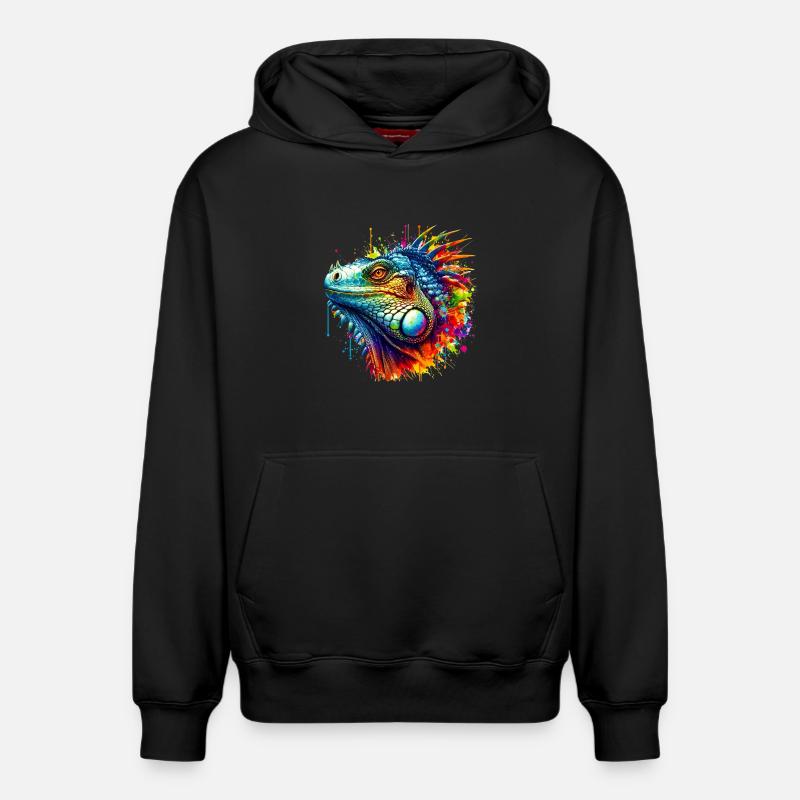 Iguane - Sweat à capuche unisexe décontracté en coton biologique – de SPREAD - noir