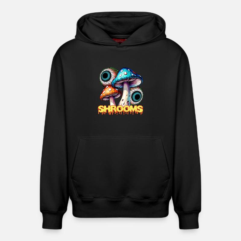 Champignons Psychédéliques Illusion Oeil Art - Sweat à capuche unisexe décontracté en coton biologique – de SPREAD - noir