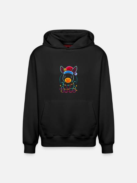 Donkey Elf Christmas Funny Gift - Relaxed Unisex Organic Hoodie – by SPREAD - black
