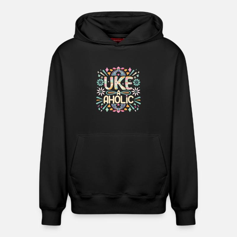 Uke-aholic - Sweat à capuche unisexe décontracté en coton biologique – de SPREAD - noir